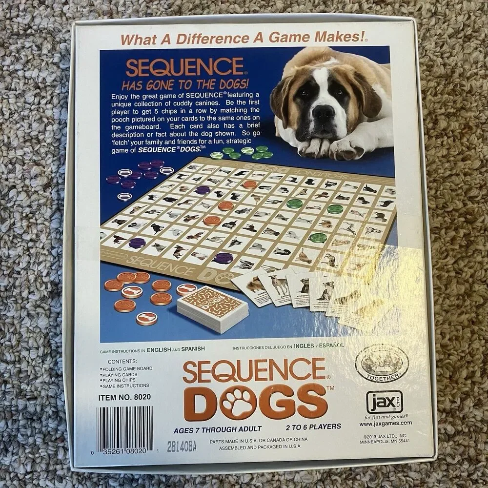 Sequence Dogs COMPLETE Jax 2013 Cards Board Game Family Kids Animals Pets Fun 7+